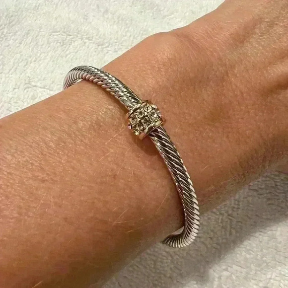 MULTI RHINESTONE SILVERCUFF BRACELET - Picture 5 of 6